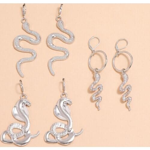 HI MAN 6pcs/lo Bohemian New Design Simple Cobra Snake Earrings Women Ethnic Style Traditional Casual Jewelry Accessories