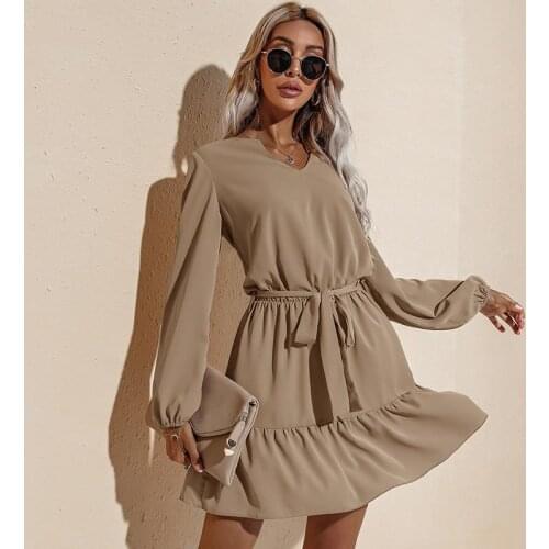 Sexy Bandage Women Dress Soft Party Dresses Ruffle Loose Elastic Temperament Mini Dress V Neck Solid Ruched Female Clothing