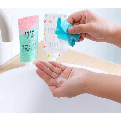 1 pc Travel Folding Dispensing Bag Portable Shower Shampoo Bottle Empty Make Up Container Facial Cleanser Liquid Storage Bag