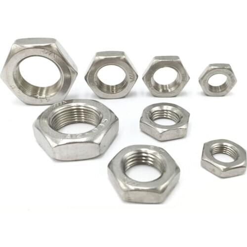 2/25pcs M2.5 M3 M4 M5 M6 M8 M10 M12 M14 M16 304 A2-70 Stainless Steel Flat Hex Hexagon Thin Nut Jam Nut DIN439 GB6172