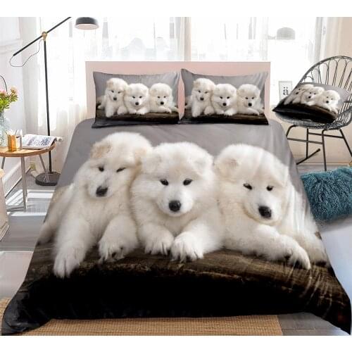 Fashion 3D Samoyed Dogs Duvet Cover Set Animal Home Textiles Cute White Bedding Kids Boys Girls 2/3pcs Dropship