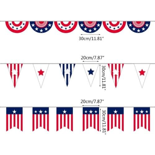 25 Pcs/String Hanging Pennant Banner USA Independence Day Memorial Star Bunting Flag Patriotic 4th of July Decoration