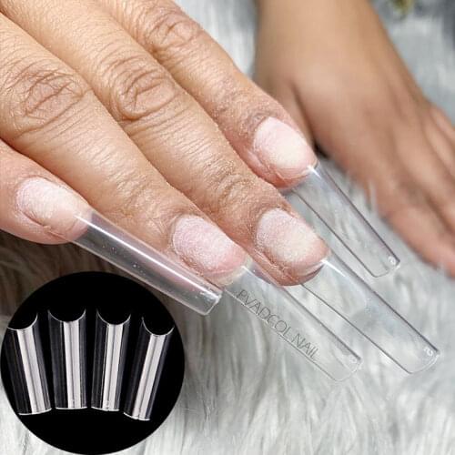 500pcs Extra Long Straight Square Tips C Curve Half Cover False Nails French Acrylic Salon Art Gel UV Fake Tip