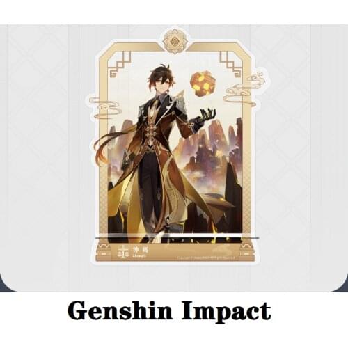 Zhong Li Accessories Game Genshin Impact Rock King Cosplay Diy Acrylic Statue Anime Phone Stand Project Prop Figure Xmas Gift