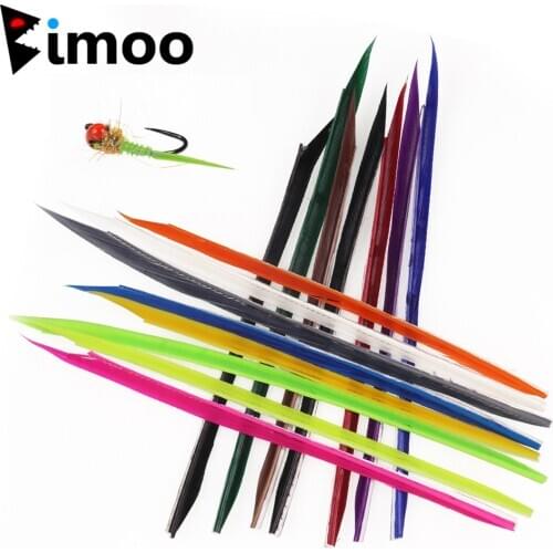 Bimoo 5pcs Turkey Biots Feather Natural Fly Tying Materials for Nymph Wing Split Tails Wrapping Body Buzzer cheeks Emerger