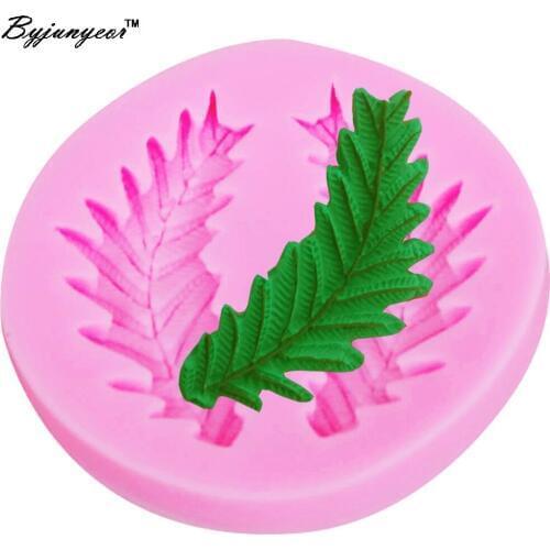 Byjunyeor M541 Leaf Epoxy UV Resin Silicone Molds Fondant Cake Decoration Clay Gumpaste Chocolate Mould 7.1*6.4*0.9cm