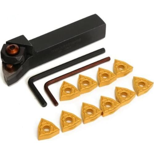 WWLNR1616H08 or WWLNR1616K08 16x100mm Lathe Boring Bar Turning Tool Holder With 10pcs WNMG0804 Carbide Inserts + 2pcs Wrench