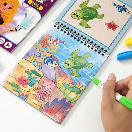 Childrens magic water painting book repeated graffiti clear water painting childrens drawing board handmade magic baby early e