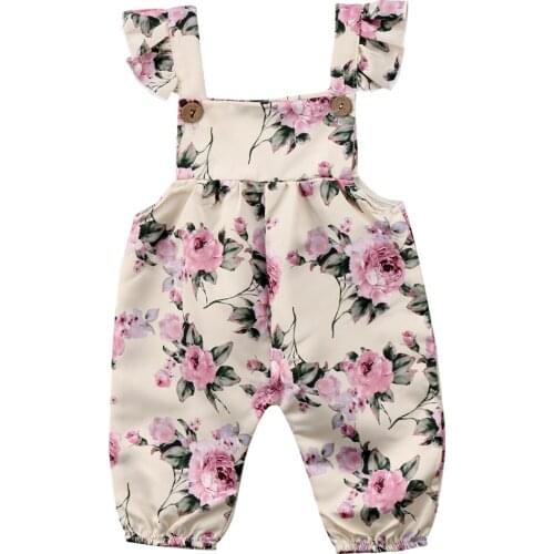 Toddler Baby Girls Flower Strap Romper Newborn Kids Sleeveless Jumpsuit Playsuit Outfit Clothes