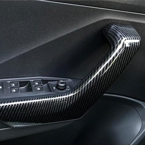 For VW Volkswagen T-ROC TROC 2017 2018 2019 2020 Carbon fiber Car Interior Door Handle Cover Trim Door Bowl Stickers decoration