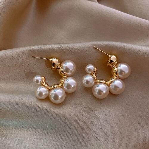 Elegant Celebrity Metal Inlaid Pearl Earrings For Woman Fashion Jewelry 2020 New Luxury Wedding Party Girl Unusual Earrings
