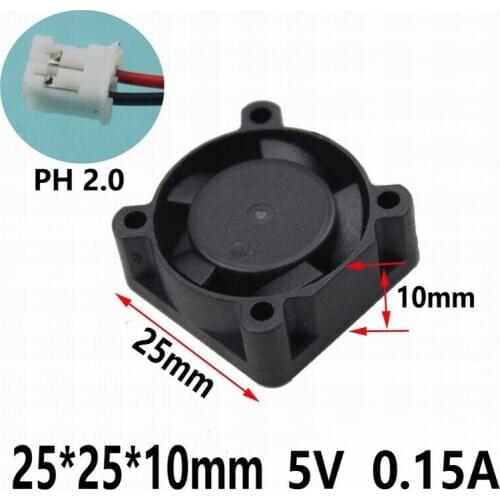 Gdstime 500 Pcs Wholesale 5V DC 25x25mm Micro Laptop Radiator 25mm x 10mm Heatsink Mini Fan Cooling Cooler 2 Pin 2.0 fan