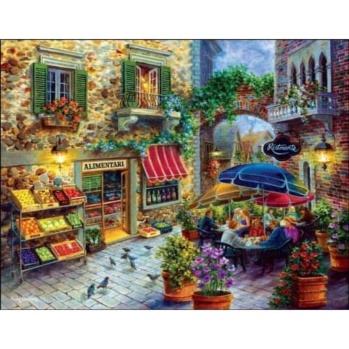 Town Romance Restaurant Handmade Needlework Embroidery DIY Aida Cross Stitch Kits Crafts 14CT Unprinted Home decor wall Art