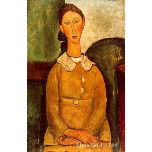 Girl paintings modern art A girl in yellow dress Amedeo Modigliani canvas High quality Hand painted