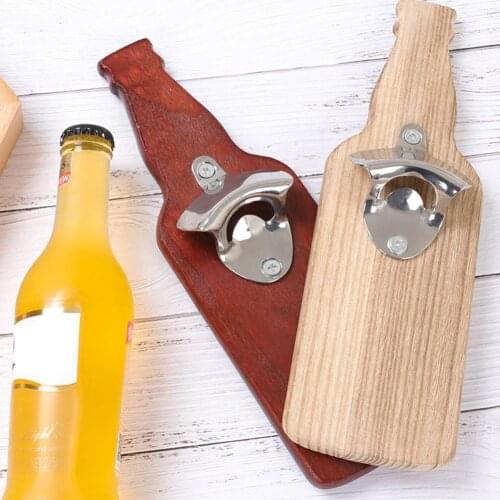 Creative Beer Bottle Opener Wood Bottle Opener Opener Mount Can Kitchen Opener Wall Bottle Opener Beer Beer Tool Cork C4N3