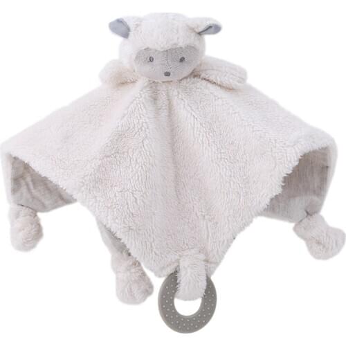Cute Sheep Toys Infant Reassure Towel Newborn Blanket Baby Appease Towel Educational Sleeping Plush Rattle Toy With Teether