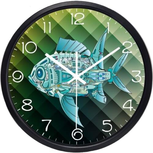 Cartoon Industrial Machine Fish Wall Clock