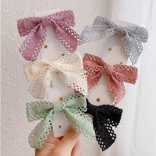 New Korean Simple Beautiful Colorful Hollow Bow Duckbill Clip Fashion Sweet Girl Children Hairpins Hair Accessoriesories