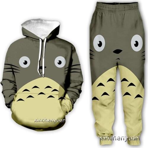Xinchenyuan New Men/Women Anime Totoro 3D Printed Clothing Long Sleeve Fashion Sweatshirt Hoodies Men Sport Long Pants P15