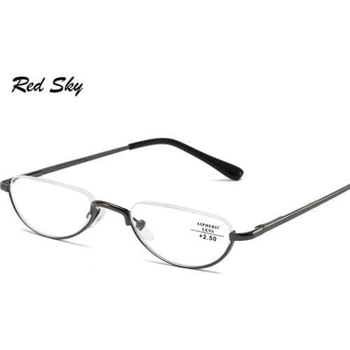 Ultralight Metal Half Frame Reading Glasses Unisex Portable Business Presbyopia Glasses With Diopters +1.00+1.50+2.00+2.50+3.00