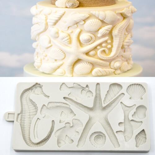 Ocean Series Seahorse Shell Mould Silicone Mold Fondant Cake Decorating Tool Gumpaste Sugarcraft Chocolate Forms Bakeware