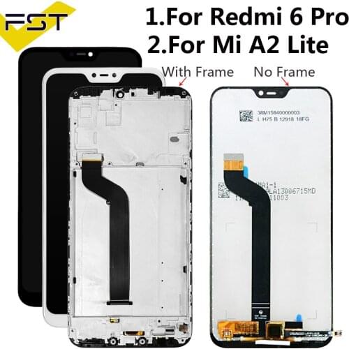 5.84''LCD+Frame For Xiaomi Mi A2 Lite LCD Display+Touch Screen Digitizer Assembly For Xiaomi Redmi 6 Pro LCD Spare Parts+Tools