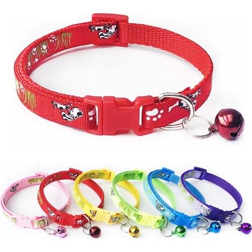 1PC Dog Grass Printing Pet Collar with Bell MultiColor Dogs Cats Neck Strap Safety Adjustable Pet Neck Ring Fashion Pet Supplies