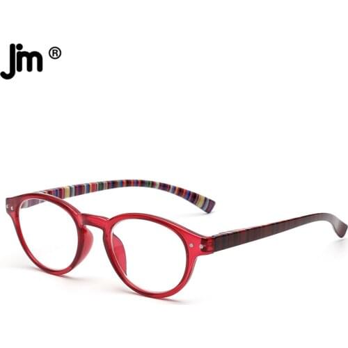 JM Fashion Rainbow Arm Women Blue Light Blocking Reading Glasses Personalized Round Magnifier Diopter Presbyopic Glasses