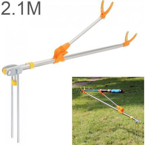 Fishing Rod Stand 2.1m Fishing Rod Ground Inserted Stand Bracket Metal Stretch Pole Fishing Box Chair Holder