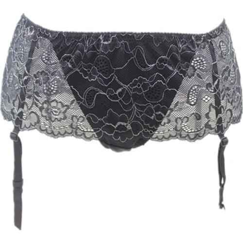 Sexy G-String Garters Black Lace Skirt Garters Belts Floral Black Rose Red Stockings Garter Belt Gauze Women Underwear S569