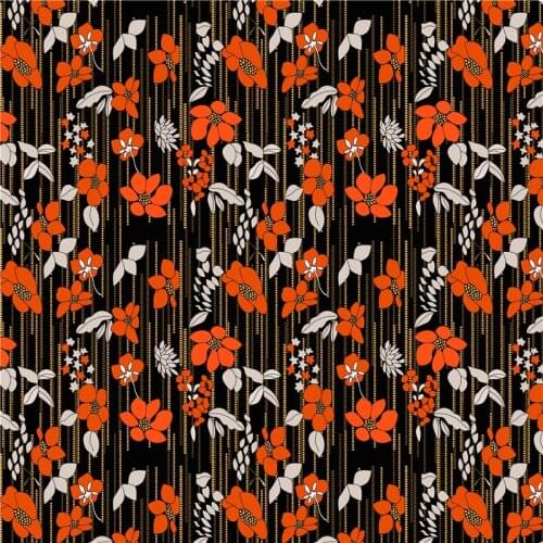 Polyester satin fabric dress custom thin digital printing designer floral pattern DIY clothes shirt sewing bedding cloth ZDNV01