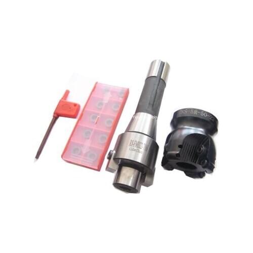 R8 M12 Milling arbor with TRS 5R-63-22-4T face end mill cutter and 10pcs RDMT10T3MOTN carbide inert set