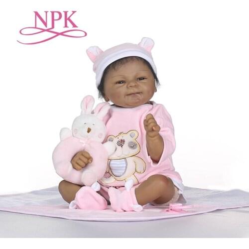 NPK lifelike boneca reborn soft silicone real silicone lifelike reborn baby dolls black bebe hot toys Christmas gift for girls