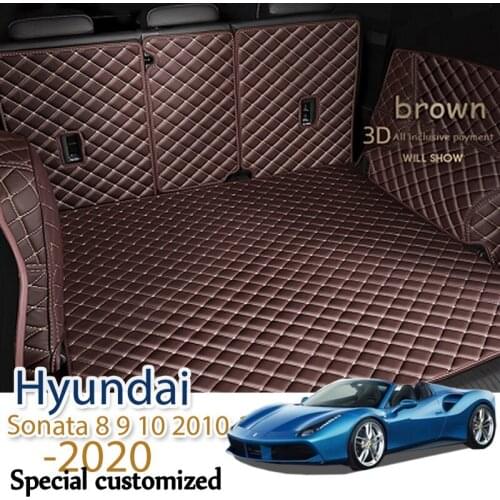 Custom Leather Car Trunk Mats For Hyundai Sonata 8 9 10 2010-2020 Rear Trunk Floor Mat Tray Carpet Mud