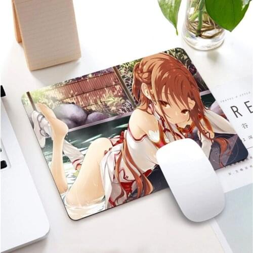 Anime Sword Art Online Sexy Cute Girl Customized Laptop Gaming Speed Mouse Pad Size for 18x22cm 20x25cm 25x29cm Rubber MouseMats