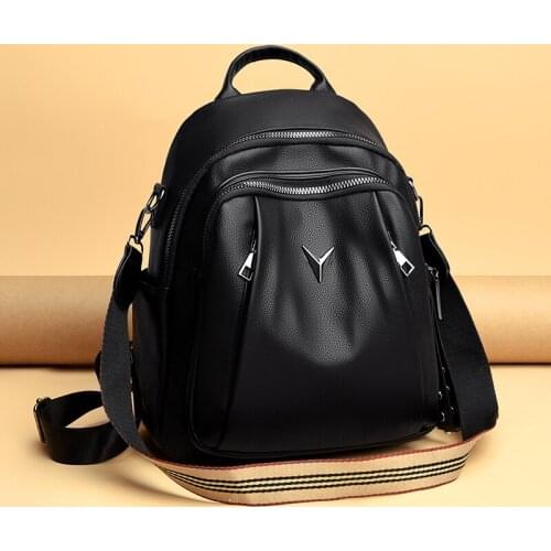 Soft Pu Leather Backpacks for Women Large Multifunction Backbag Crossbody Bookbag Elegant Teenage Girl School Backpack Sac A Dos