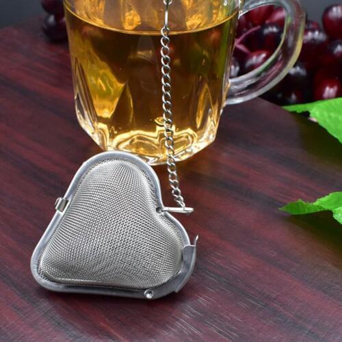 Stainless Steel Reticular Heart Shape Tea Strainer Teas Infuser Silvery Home Practical Hook Season Packet LX7199