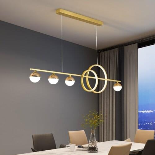 Modern And Simple Led Dining Room Chandelier Nordic Long Creative New Bar Gold/Black Living Room Creative Shopping Mall Study