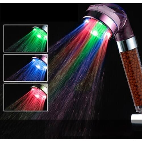 LED Anion Shower SPA Shower Head Pressurized Water - Saving Temperature Control Colorful Handheld Big Rain Shower