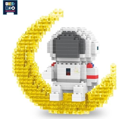 UKBOO 368PCS Lunar Astronaut 3D Diamond Building Block Space Character Figures Model Educational Bricks Set Toys For Children