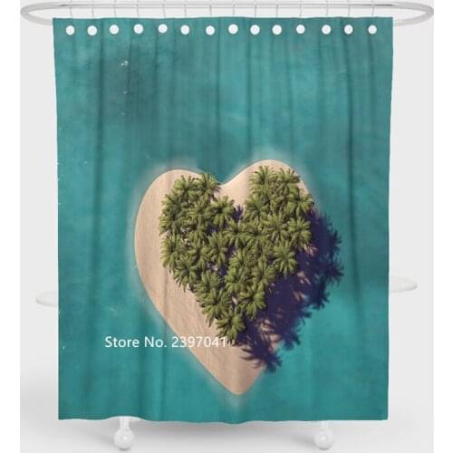 From Blue Ocean Love Island Waterproof Mildew Proof Shower Curtain Cactus Flower Plant Geometric Design Shower Curtain with Hook