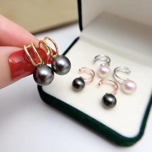 925 Sterling Silver Party Earrings Findings Base Jewelry Parts Ear clip Fittings for Pearls Coral Jade Agate Beads Stones