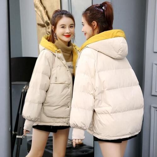Down Padded Womens Winter Cotton Autumn 2021 New Student Korean Version Bread Coat Short Loose Thick Female Jacket Oversize