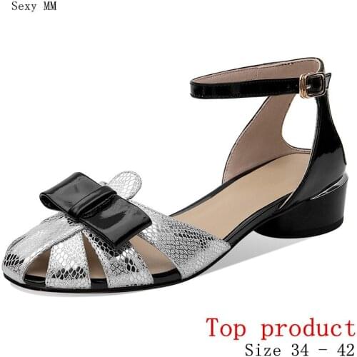 Women Low Heels Pumps Med Heel Shoes Woman Party Shoes Kitten Heels Genuine Leather Small Plus Size 34 -40 41 42