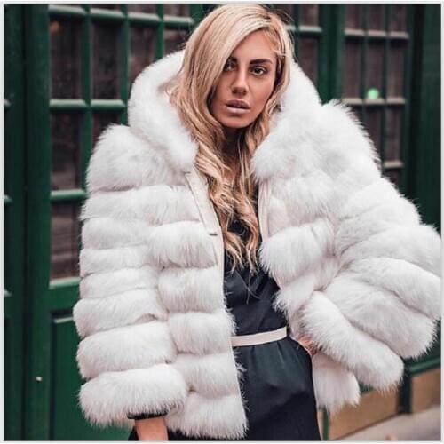2020Womens Natural Fox Fur with Short Hat Sleeve Detachable Four-in-one Real Fox Fur Coat European Stand Winter Warm Fashion C