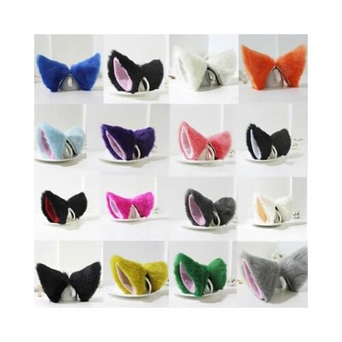 1 Pair Fox Cat Ears Hair Accessories Fashion Cute Girls Women Ladies Long Fur Cosplay Hairpin Headwear Clips Bobby Pin Headband