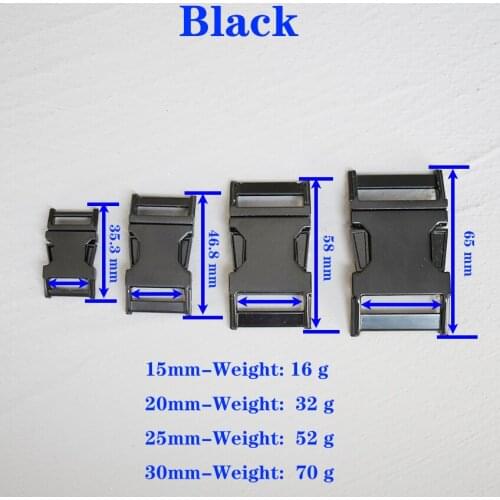 1 Pcs 15/20/25/30mm Metal Buckle Black Side Release Curved Belt Buckle for Bag DIY Paracord Buckles Bracelet Trinket Bracelet