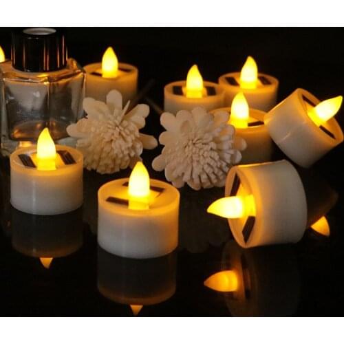12Pcs Solar LED Candle Light Smokeless Simulation Electronic Candle Outdoor Solar Tea Light for Christmas Halloween Decrorition