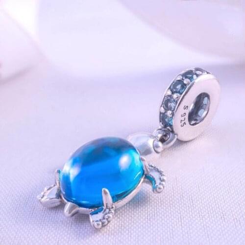 2020 Summer New 925 Sterling Silver Murano Glass Sea Turtle Dangle Charms Beads fit Original European Bracelets Women Jewelry