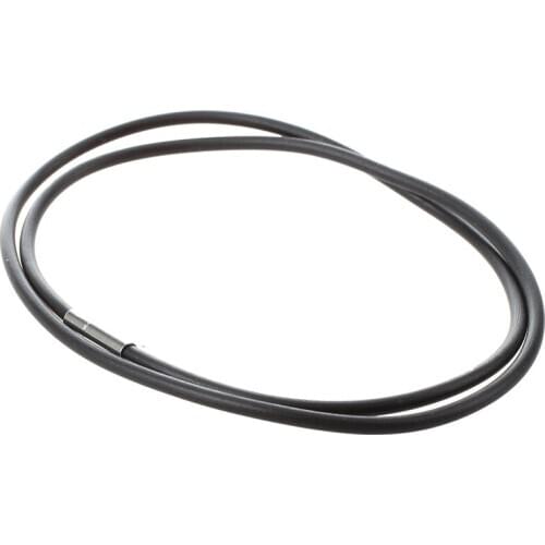 3mm Black Rubber Cord Necklace with Stainless Steel Closure - 24 Inch